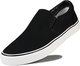 hello basicsMen's Sneakers Classic Low Top Slip On Shoes Wide Canvas Skate Loafers Sneakers with Soft Insole Causal Dress Shoes for Men Comfortable Walking Shoes Slip on Sneakers for Men