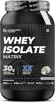 Whey Isolate Matrix|Isolate Protein Powder|30G Protein Per Serving With Isolate Whey Protein|3X Digestive Enzymes|6.85G Bcaa|14.17G Eaa|0G Added Sugar|Cookies And Cream Flavour - 1Kg