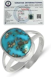 Natural Certified Silver Gemstone Adjustable Ring Yellow Sapphire Emerald Hessonite Turquoise firoza Ruby Manik Panna Pukhraj Neelam Stone Ring for Women Men