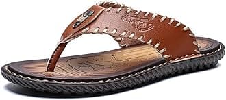 LUODENGLANG Mens Sandals Indoor and Outdoor Beach Flip Flop Casual Thong Leather Slip On Two uses Athletic Slipper Soft