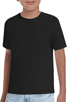 HaloumoningBoys T-Shirts Kids Short Sleeve Crewneck Solid Basic Tees Casual Tops 5-14 Years