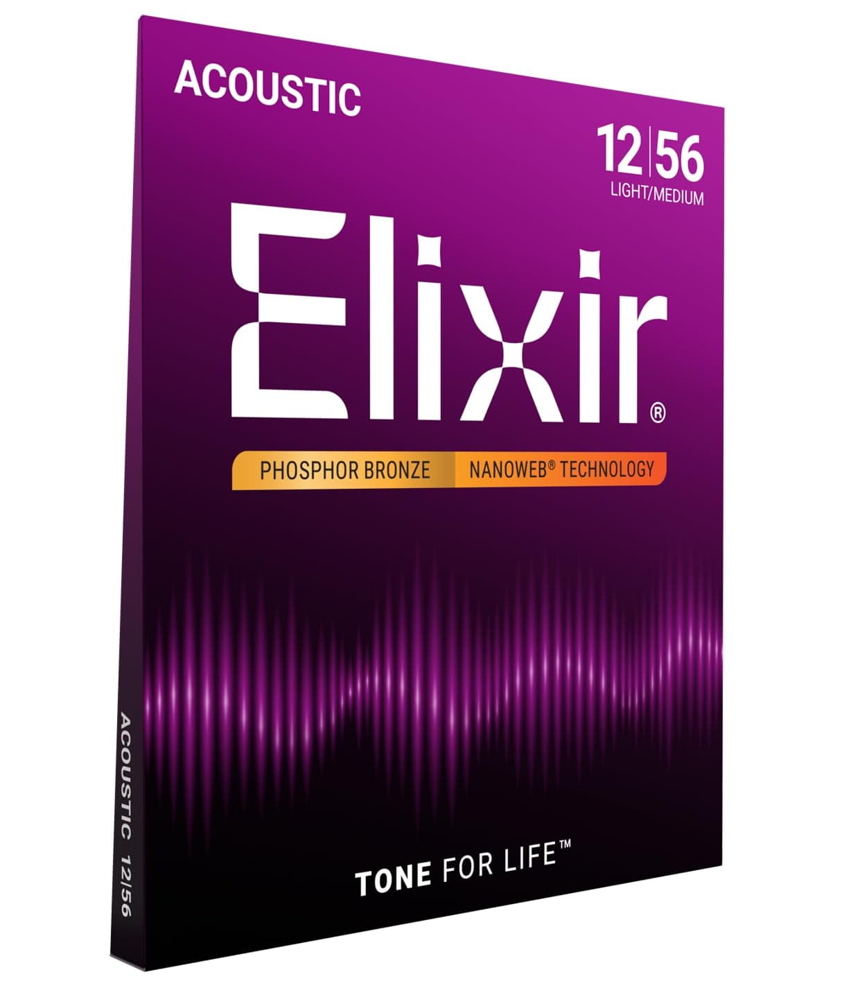 Elixir Strings Acoustic Phosphor Bronze Strings NANOWEB Coating, 6-String, Light-Medium