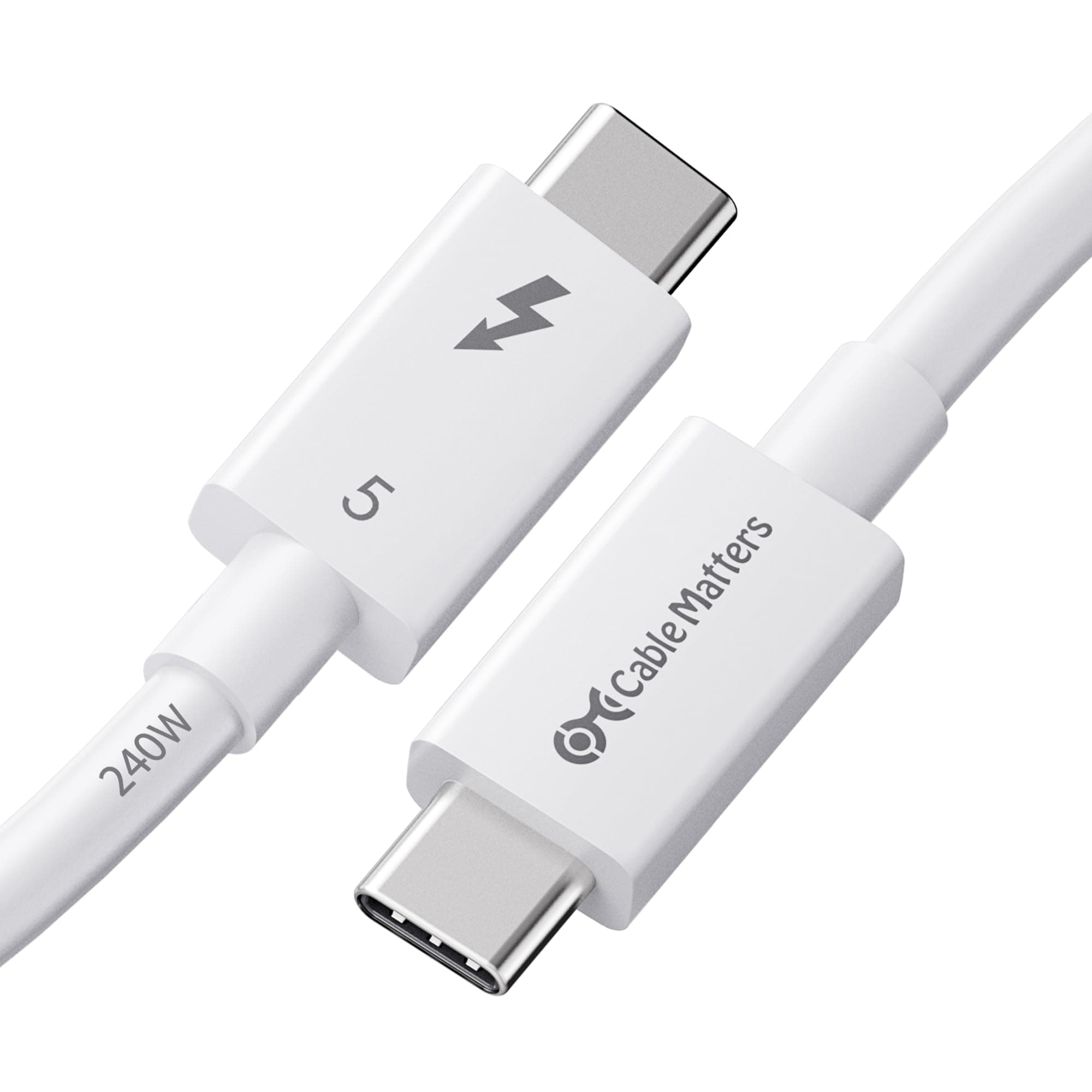 [Intel Certified] 80Gbps Thunderbolt 5 Cable with up to 120Gbps Bandwidth Boost and 240W Charging - 1m / 3.3ft, Compatible with Thunderbolt 4, USB4, and USB C, White