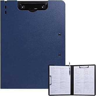 Clipboard Folder, A4 Foldable Clipboard with Horizontal and Vertical Double Metal Clips, 360 Degree Foldable Binder Clipboards with Pen Holder, File Cover Work Folder Clipboards, Blue