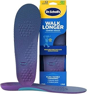 Dr. Scholl's Walk Longer Insoles - Comfortable Plush Foam Cushioning Inserts for Walking, Hiking, and Standing on Feet All-Day with Arch Support - Walk 50% Longer Without Muscle Fatigue