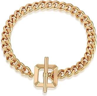 Dainty Layering Bracelets for Women 18 k Gold Plated Fashion Adjustable Chunky Cuban Paperclip Link Chain Bracelets Jewelry for Women Girls Gift