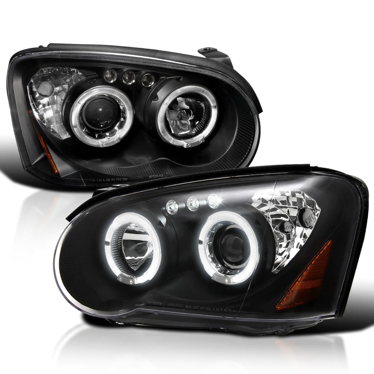SPEC-D TUNING Black Halo Projector Headlights Compatible with 2004-2005 Subaru Impreza RS/WRX/Outback/STI, Left + Right Pair Headlamps Assembly