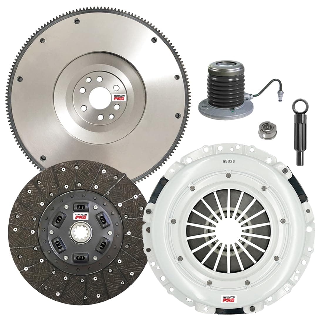 ClutchMaxPRO Performance Stage 2 Clutch Kit with Flywheel with Slave Cylinder Compatible with 2005-2010 Ford Mustang GT; Bullitt 4.6L V8 (CP07187HDWS-FW167731-ST2)