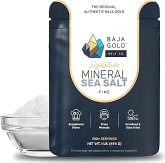 Baja Gold Signature Mineral Sea Salt - Recommended by Gary Brecka - Authentic Fine Grind Salt for Cooking & Baking | Natural Baja Salt for Culinary Uses | Great for Finishing Dishes | 1 lb. Resealable Bag, 300+ Servings
