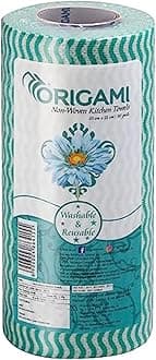 Origami Non Woven Reusable Kitchen Towel Roll - Pack of 1 (80 Pulls Per Roll) | Home & Commercial Use