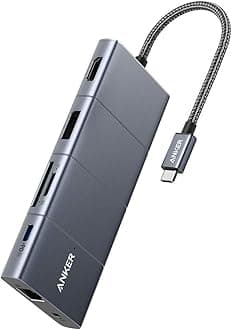 USB C Hub, 11-in-1 Docking Station with 4K@60Hz HDMI and DP, 85W Power Delivery, USB-C&3 USB-A Data Ports, 1 Gbps Ethernet, 3.5mm Audio, microSD and SD Card Reader