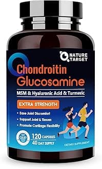 NATURE TARGET Glucosamine Chondroitin MSM, Joint Support Supplement, Shellfish Free, Turmeric Boswellia, Hyaluronic Acid, Collagen, Calium for Cartilage and Bone Health,120 Capsules, 40 Servings
