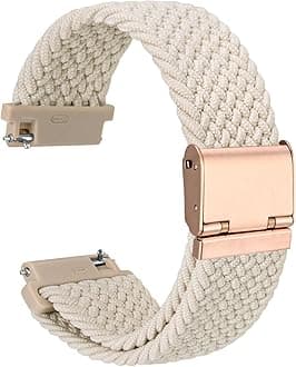 WOCCI 18mm Braided Nylon Watch Band for Men and Women, Quick Release, Rosegold Stainless Steel Buckle (Starlight)