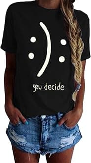 BLACKMYTH Women's T-Shirts Cotton Funny Grahpic Design Casual Short Sleeve Top Tees Black Medium