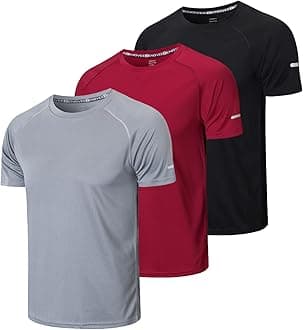 Gaiatiger 3 Pack Mens T-Shirts Quick Dry Short Sleeve Tops Moisture Wicking Active Athletic Running Work Shirts