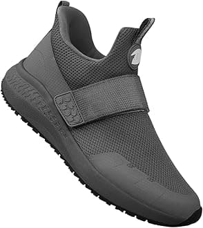 Men's Non Slip Work Sneaker, Comfortable Lightweight Breathable Slip on Grey Slip Resistant Work Shoes for Food Service, Healthcare & Restaurant Hospitality