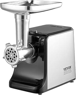 VEVOR Electric Meat Grinder, 3 lbs/Minute Capacity, 450W Meat Grinder Machine with 3 Grinding Plate, Blade, Kubbe Kit, Sausage Stuffer, 5-Minute Continuous Working, Stainless Steel, for Home Kitchen