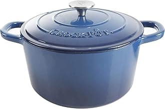 Artisan 5-Quart Round Enameled Cast Iron Dutch Oven – Blue, Durable Heavy-Duty Cookware for Slow Cooking, Roasting, Baking with Lid