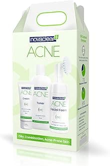 Novaclear Acne kit, Breakout Fighting Bestsellers-Facial acne set, Exfoliating & Treatment-Reduce Blemishes, Enlarged Pores & Blackheads - with Salicylic, Azelaic Acid and Tea Tree - All Skin Types