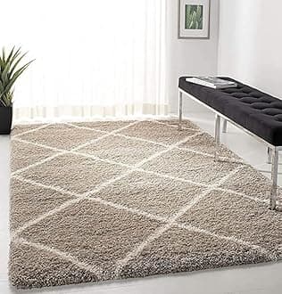 ZBLER Carpet Shaggy Super Soft Carpet for Home & Living Room (6x9 feet, Beige Design)