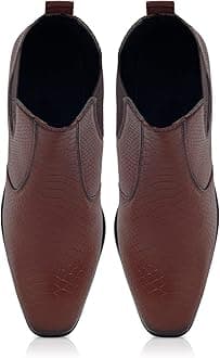 Men's Chelsea Boots, Snake Pattern Leather, Black Ankle Boots with Elastic Side Panels, Stylish & Versatile Formal & Casual & Versatile