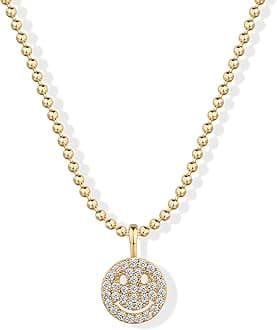 PAVOI 14K Gold Plated Dainty Cubic Zirconia Pendant Necklace for Women | Dot, Elephant, Butterfly, Pineapple, Lock, Knot, Palm Tree, Bow, Smiley Pendant | Layering Chain Necklaces