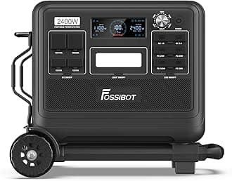 FOSSiBOT Portable Power Station F2400 with Hand Truck, 2048Wh LiFePO4 Battery Backup, 6 x 2400W AC Outlets, 2 DC Ports/6 USB Ports Solar Generator for Outdoor Camping, Home Use, RV, Emergency