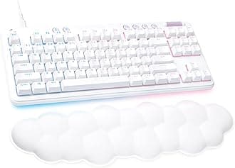 Logitech G713 Wired Mechanical Gaming Keyboard with LIGHTSYNC RGB Lighting, Tactile Switches (GX Brown), and Keyboard Palm Rest, PC and Mac Compatible - White Mist