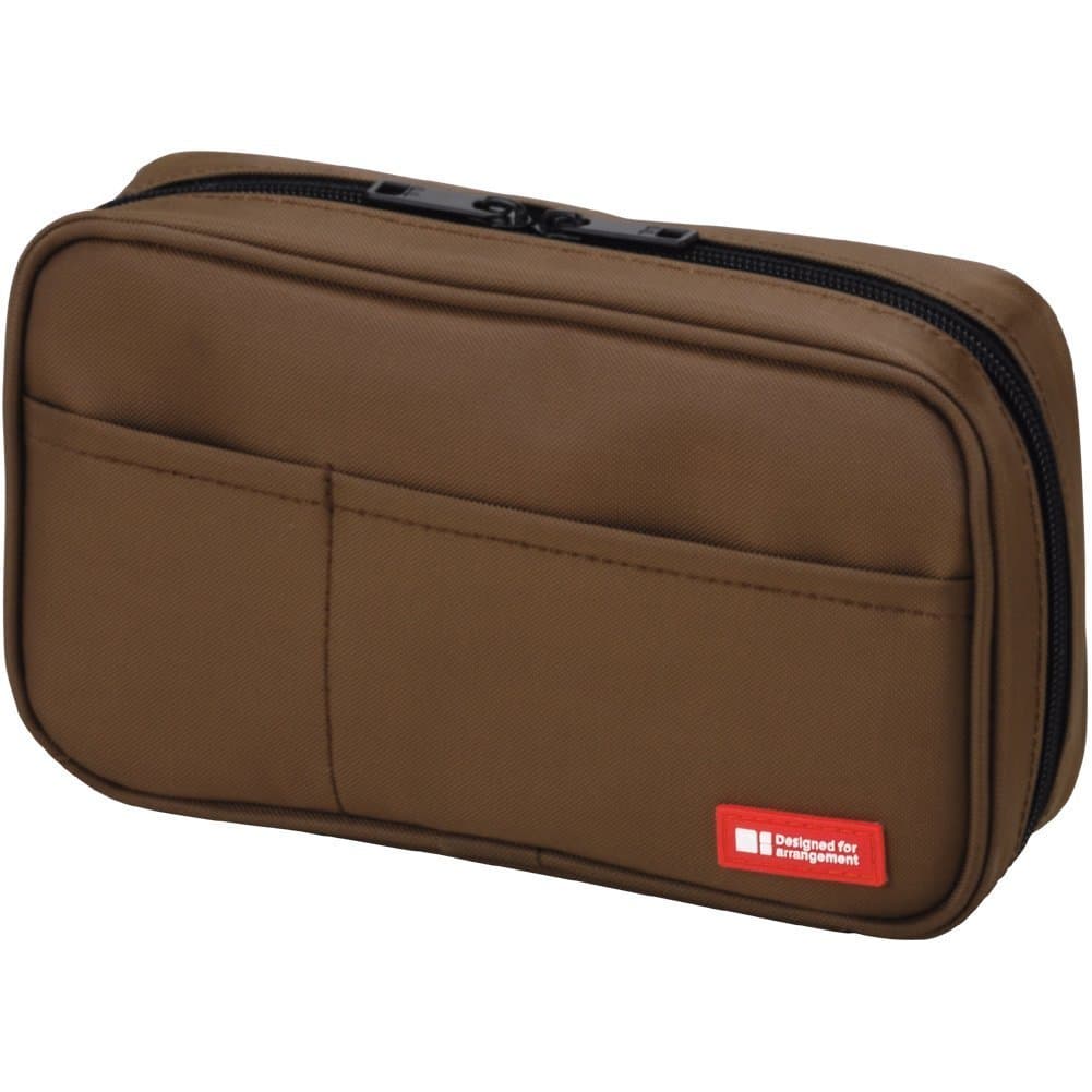 LIHIT LAB Bag in Bag Pen Case - 7.9 x 2 x 4.7 inches - Brown