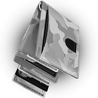 Kings Loot Slim Minimalist Leather Wallet for Men RFID Blocking | Mens Wallet Bifold | 12 Card Holder Front Pocket Wallet, Camo White, Premium