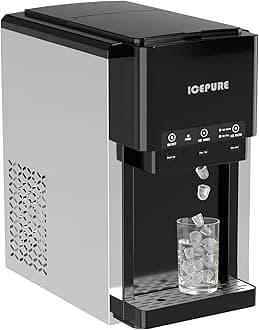 ICEPURE 3-in-1 Water Cooler with Ice Maker, Countertop Bullet and Crushed/Shaved Ice Machine with Cold and Room Temperature Water Dispenser, 42 lbs/Day, for Home/Office, Manual/Auto Add Water