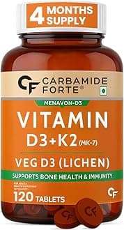 Vitamin D Tablets | Vitamin D3 K2 Supplement to support Bone & Heart Health | Veg D3 Lichen -120 Tablets