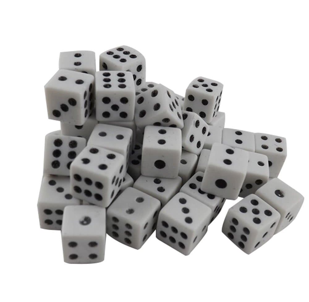 100 White Dice - 8mm