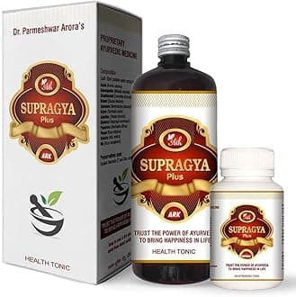 Indie Supragya Plus Ayurvedic Tonic + Supragya Plus Capsule | Herbal Refreshment Tonic with Capsule | Natural Health (500 ML) (1 Month Pack - 3 Bottles + 120 Capsules)