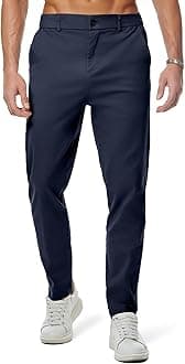 JMIERR Men's Chino Pants Casual Elastic Waist Tapered Golf Trousers