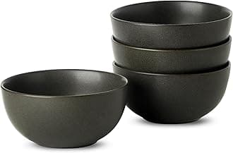 Cereal Bowls, 24 oz Soup Bowls Set of 4, Ceramic Bowls Set for Salad, Fruit, Breakfast, Dessert, Stoneware Bowls for Kitchen, Dishwasher & Microwave Safe, Matte Black