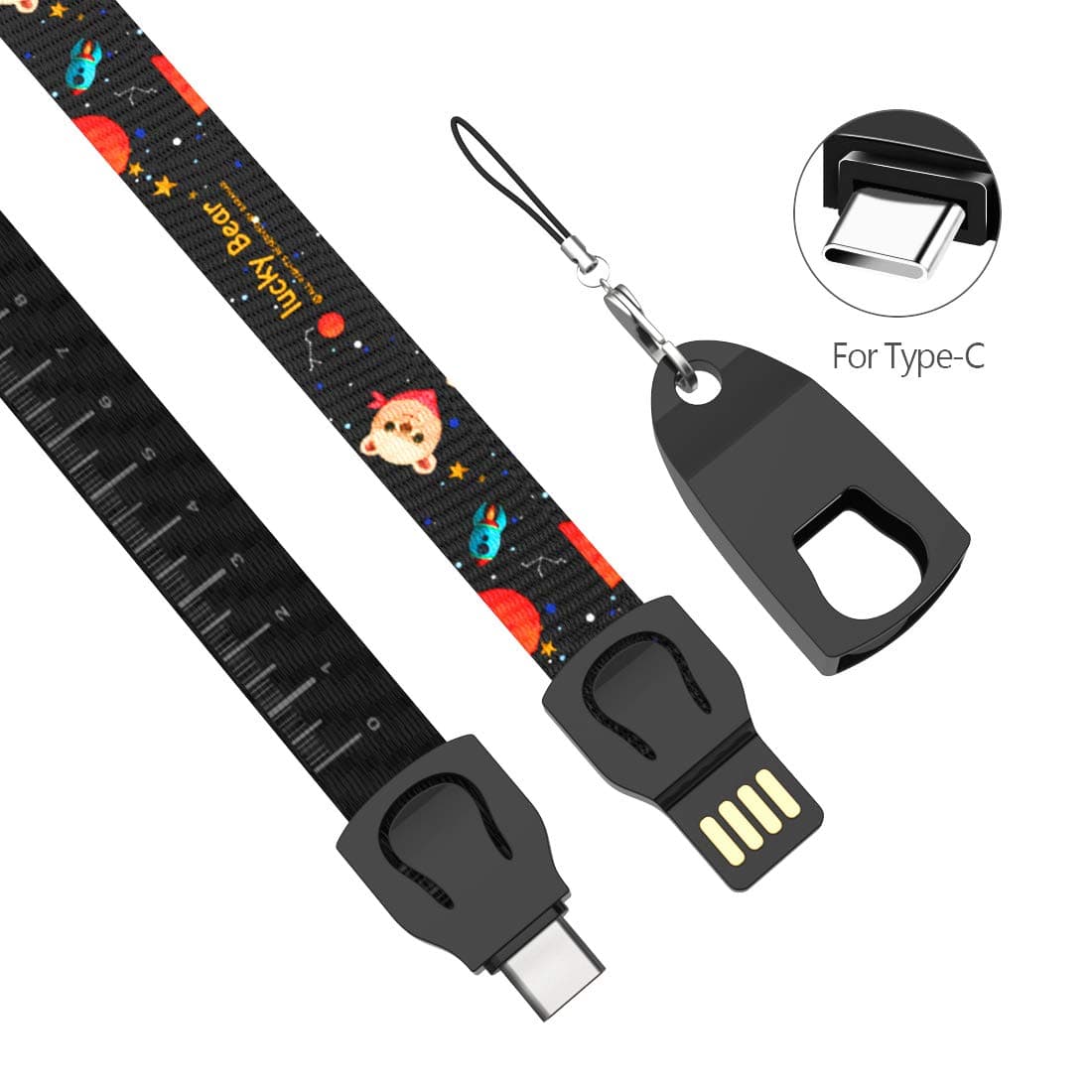 Cell Phone Lanyard Strap type-c Charging Cable, Houbox 33.5 inch Ruler Lanyard Neck Charger Cord for Phone / Keys / Keychain / Work Card Compat with Type C Device(for Type-C)