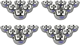 Sharda Metals Stainless Steel Solid Curry Serving Bowls Vati Katori for Kitchen & Dining - Set of 24