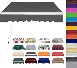 Retractable Patio Awning Replacement Fabric (Without Frame) Waterproof Shade Sun Shade Awning Cover Outdoor Patio Canopy Sunsetter Deck Awnings Polyester(H,(9.8 X 8.2 ft))