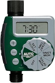 BEONE Garden Irrigation Timer, Automatic Water Saving Timer, Green Plastic 1/4" Tubing Sprayer for Garden, Greenhouse, Lawn, Patio