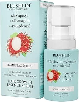 BLUSHLIN Hair Growth Serum with 3% Redensyl, 6% Capixyl & 5% Anagain with Rosemary Oil | Serum for Density & Volume | With Procapil Controls Hair Fall & Frizz | for Women & Men (30ml)