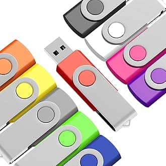 EASTBULL 10PCS 32GB Flash Memory USB 2.0 Flash Drive 360° Rotatable 10 Colors(32GB, 10 Colors)