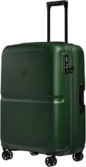 Single Stripe Hard Shell Medium Suitcase - Durable, Lightweight & Expandable, 4 Spinner Wheels - Adjustable Handle, TSA Lock, 68cm - Green