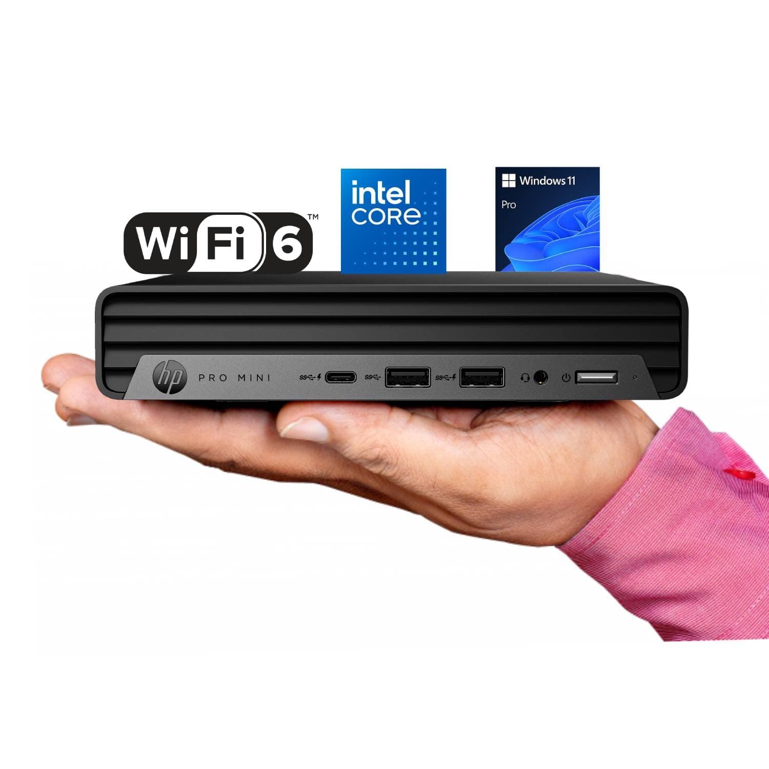 HP Pro 400 G9 Mini PC Desktop Computer, Intel CPU, 8GB DDR5 RAM, 256GB PCIe SSD, Triple 4K Display Support, USB-C, Ultra-Quiet Design, Bluetooth 5.2, WiFi 6, Keyboard and Mouse, Windows 11 Pro