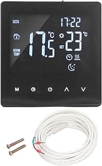 Digital Thermostat AC90 to 240V LCD Display Programmable Thermostats Smart Touch Screen Floor Water Heating Boiler Controller Black (K2MRH3A)