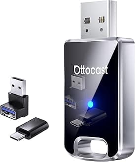 OTTOCAST Mini Edge 2025 Wireless Carplay Adapter & Android Auto Wireless Adapter for Apple iPhone Samsung Android Phone 2-in-1, USB Car Accessories, 5 GHz Wi‑Fi Bluetooth 5.0 Voice Control Plug & Play