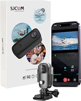 SJCAM C100+ Mini WiFi Action Camera 4K30fps Pocket Sized Wearable Body Camera, Magnetic, APP Control, Underwater Small Vlog Camera Helmet Camera with Mount Kits SD Card, Weighs 1oz, 2.4*1*0.6 inch