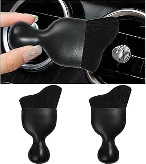 2PCS Car Interior Dust Brush, Soft Scratch Free Auto Detailing Brushes, Universal Vehicle Interior Cleaning Tool for Automotive Dashboard, Air Vents, Leather (Black)