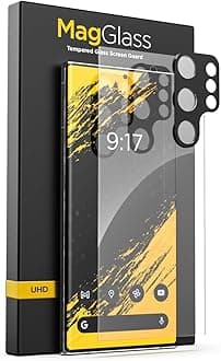 magglass Samsung Galaxy S24 Ultra HD Tempered Glass Screen Protector with Camera Lens Protector (Easy Applicator Included)