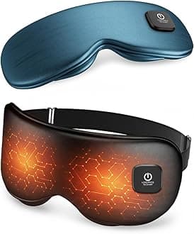 Heated Eye Mask - Cordless Eye Mask for Dry Eyes, Eye Relief, Improved Sleep, Washable Eye Heating pad for Travel and with Replaceable Shell (Black)